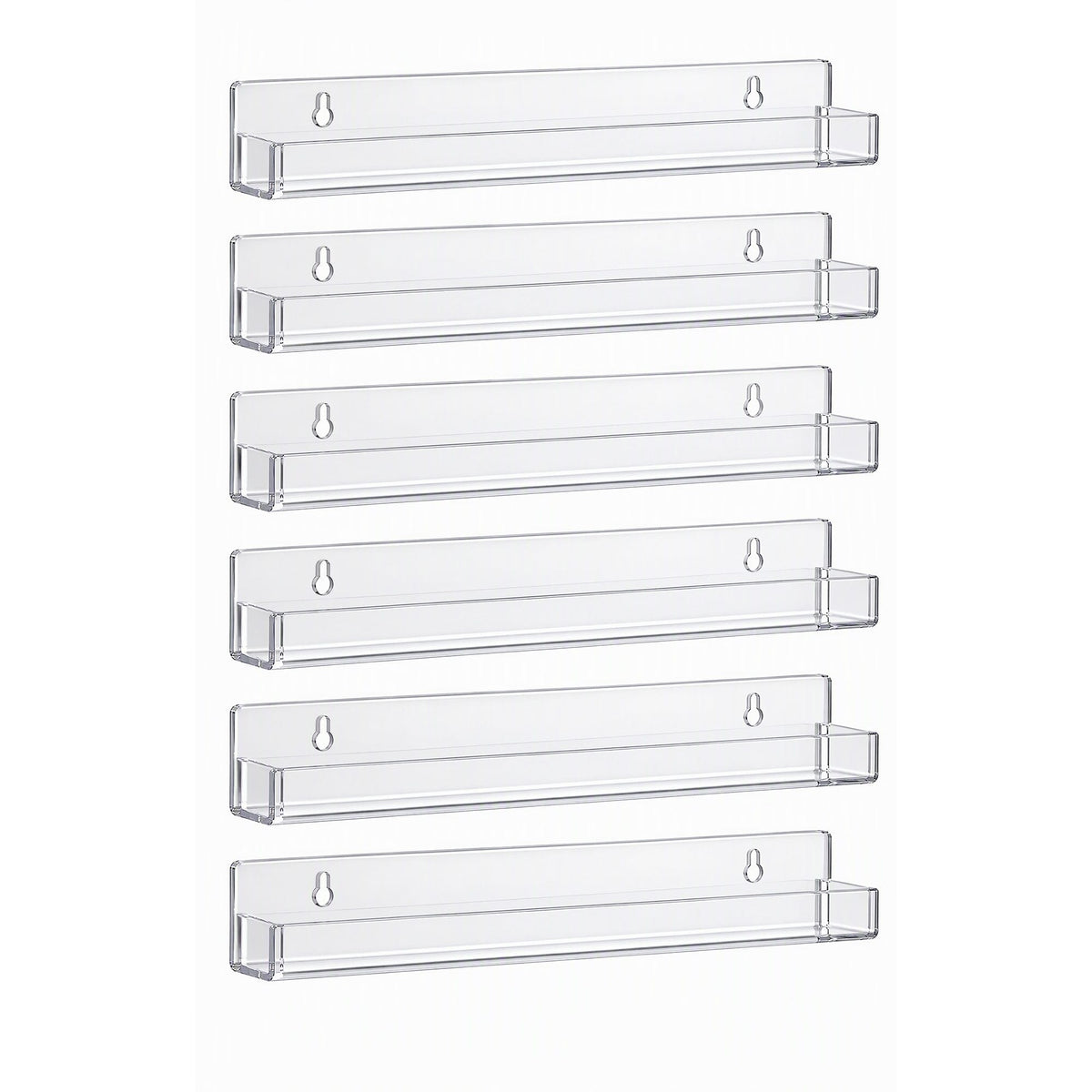 Artiss 6-Pack Acrylic Wall Shelves, Clear Floating Display Shelf with Detachable Panels & Front Lip