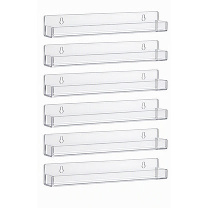 Artiss 6-Pack Acrylic Wall Shelves, Clear Floating Display Shelf with Detachable Panels & Front Lip