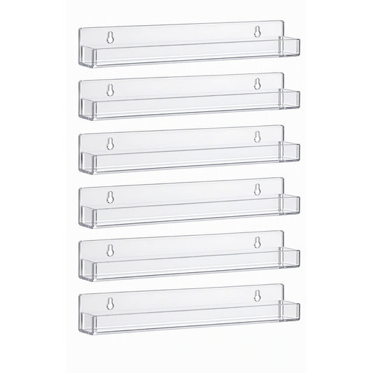 Alona.com.au Furniture > Living Room > Bookcases & Shelves Artiss 6-Pack Acrylic Wall Shelves, Clear Floating Display Shelf with Detachable Panels & Front Lip