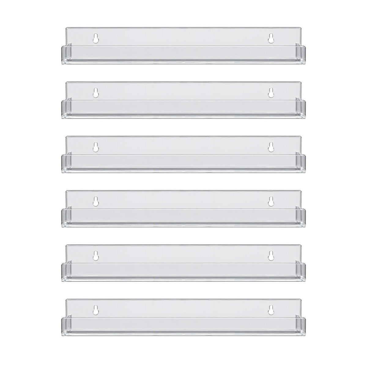 Artiss 6-Pack Acrylic Wall Shelves, Clear Floating Display Shelf with Detachable Panels & Front Lip