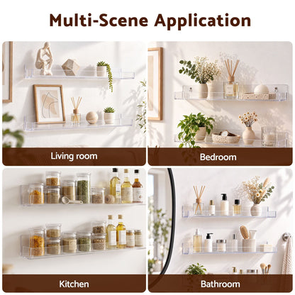 Artiss 6-Pack Acrylic Wall Shelves, Clear Floating Display Shelf with Detachable Panels & Front Lip