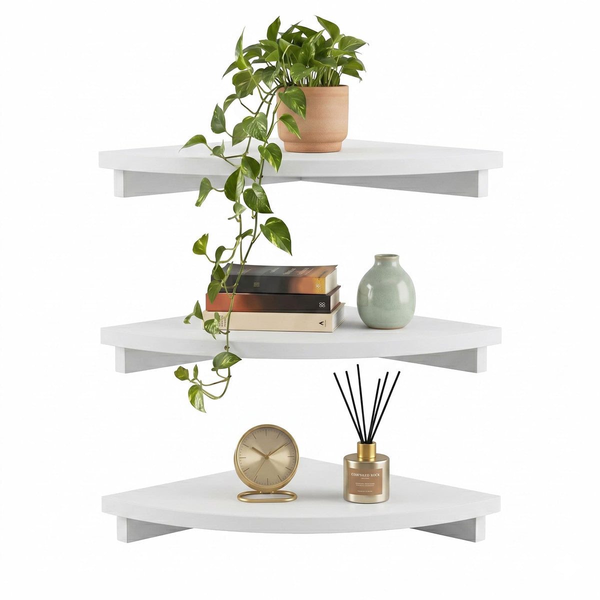 Alona.com.au Furniture > Living Room > Bookcases & Shelves Artiss 3pc Corner Floating Wall Shelf Wall Mounted Display Rack Round Edge White