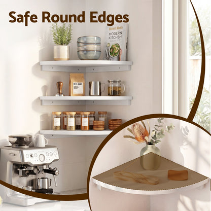 Alona.com.au Furniture > Living Room > Bookcases & Shelves Artiss 3pc Corner Floating Wall Shelf Wall Mounted Display Rack Round Edge White