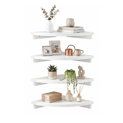 Alona.com.au Furniture > Living Room > Bookcases & Shelves Artiss 4pc Corner Floating Wall Shelf Wall Mounted Display Rack Round Edge White