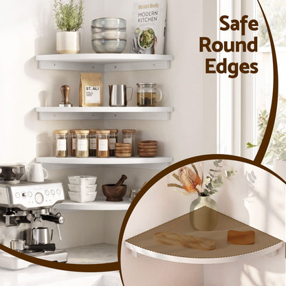 Alona.com.au Furniture > Living Room > Bookcases & Shelves Artiss 4pc Corner Floating Wall Shelf Wall Mounted Display Rack Round Edge White