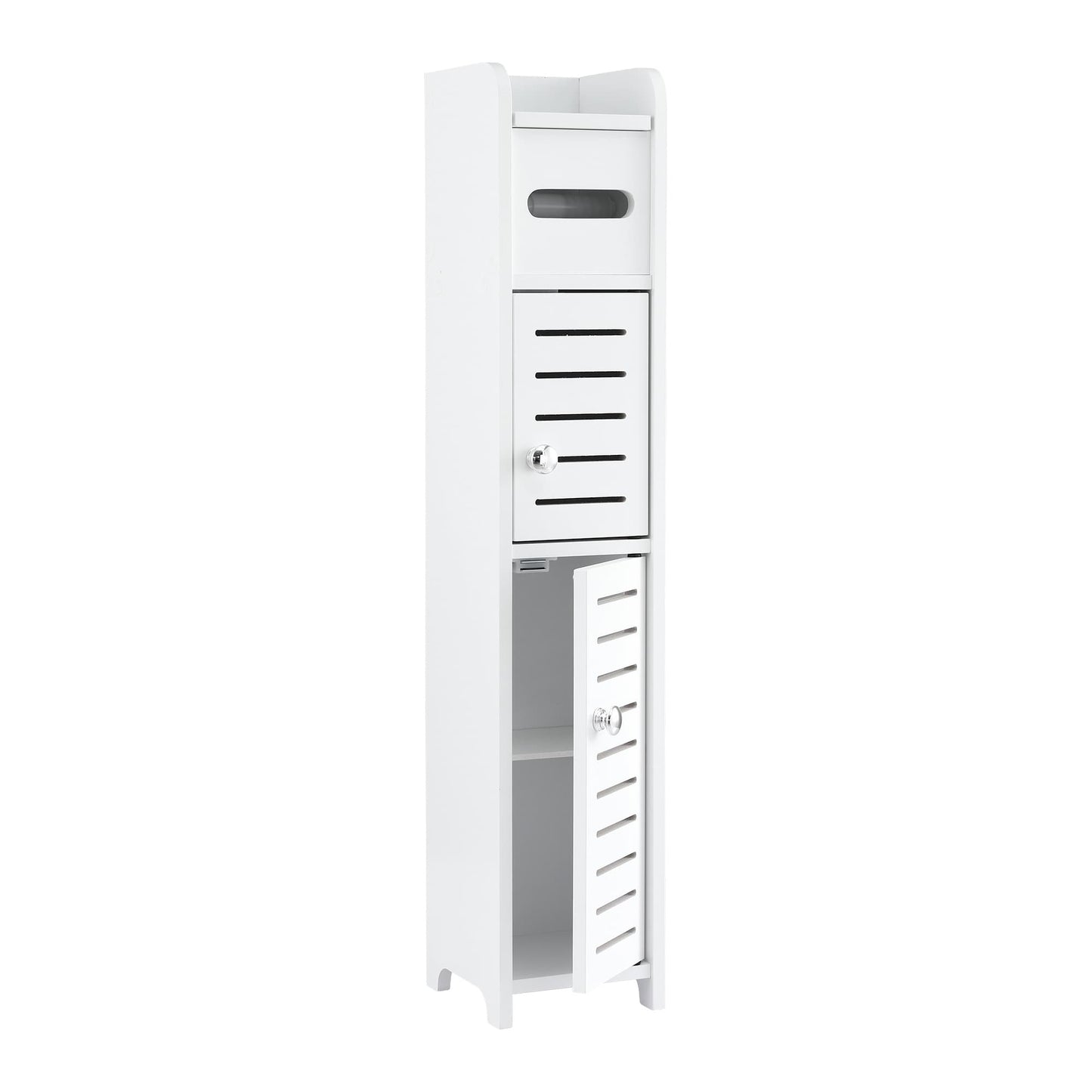 Artiss Bathroom Storage Cabinet 3-Tier Slim Toilet Paper Holder Organizer White