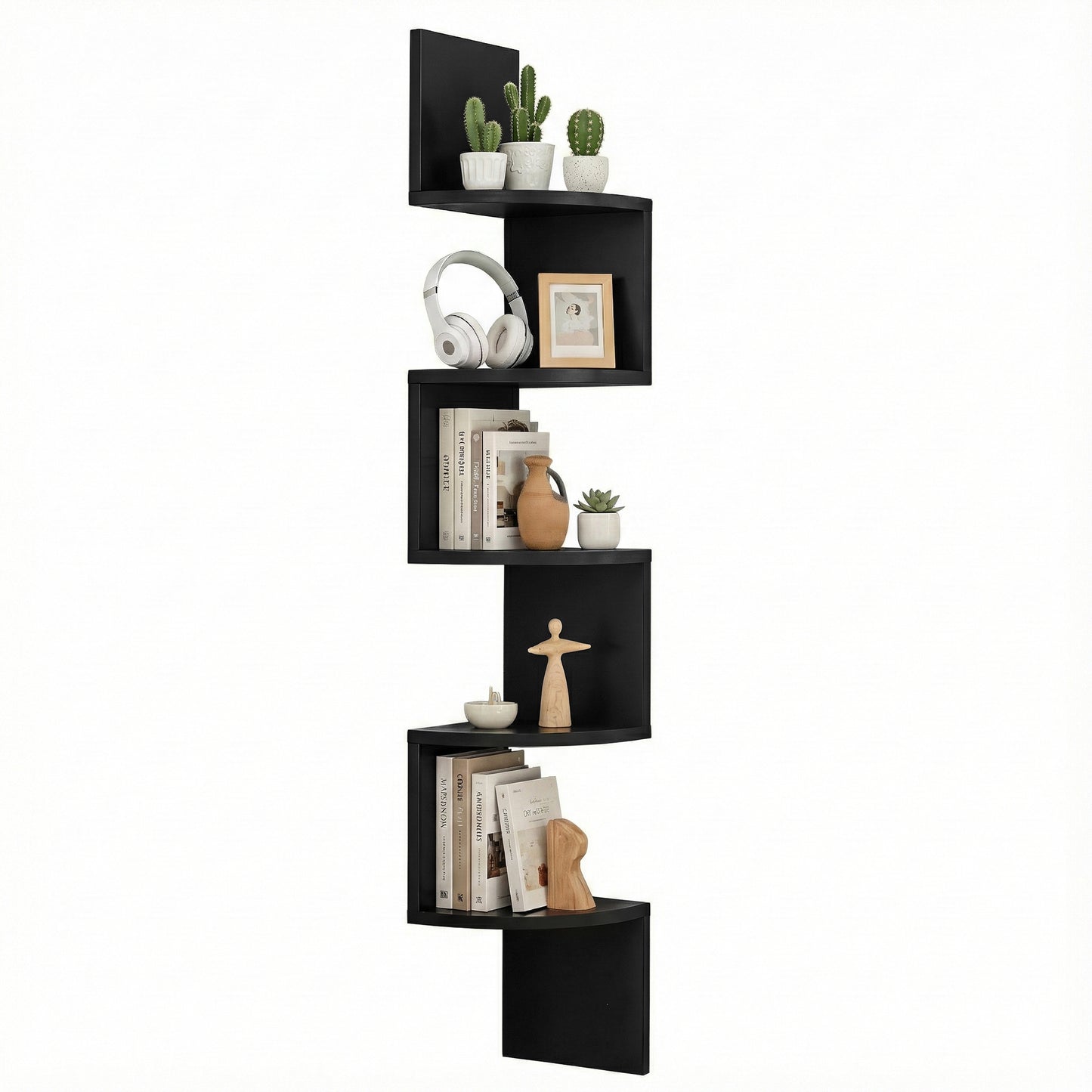 Artiss Wall Shelf Bookshelf Corner Floating 5-Tier Black