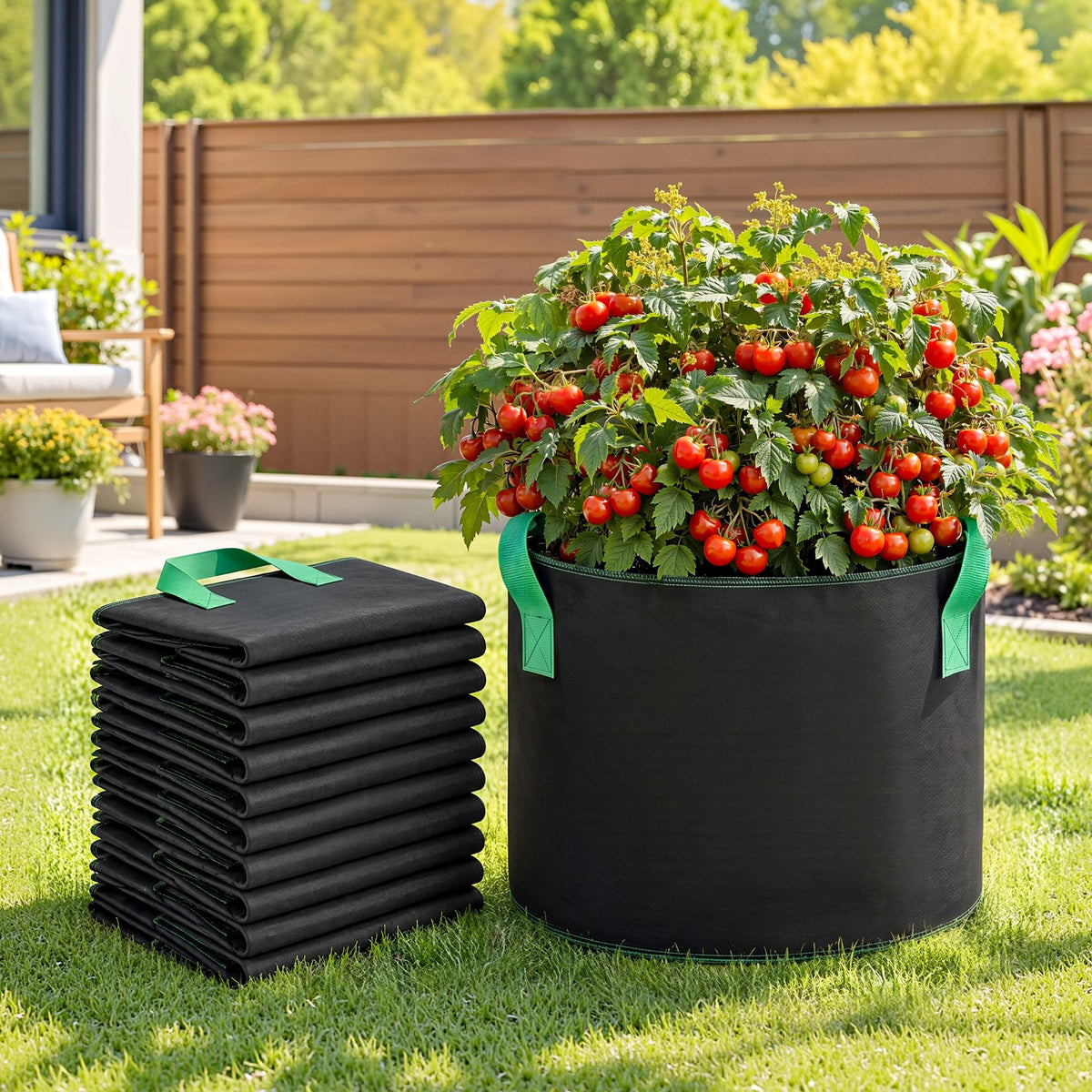 Alona.com.au Home & Garden > Garden Beds > Garden Beds & Planters Green Fingers 15 Gallon Grow Bags 300gsm thick Aeration Fabric Pots 10 Pack