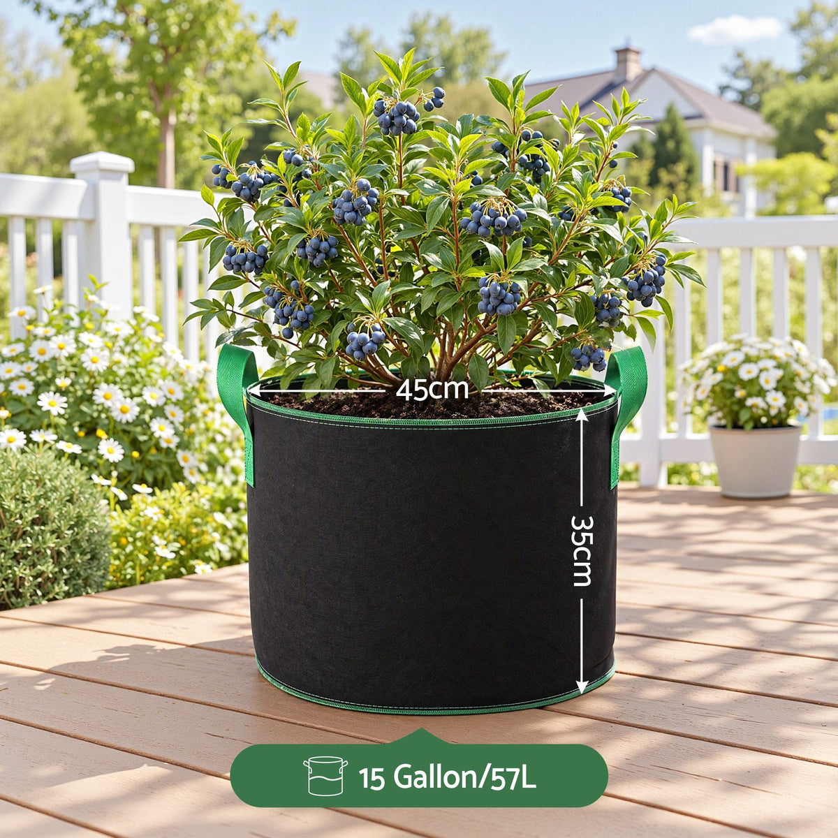 Alona.com.au Home & Garden > Garden Beds > Garden Beds & Planters Green Fingers 15 Gallon Grow Bags 300gsm thick Aeration Fabric Pots 10 Pack