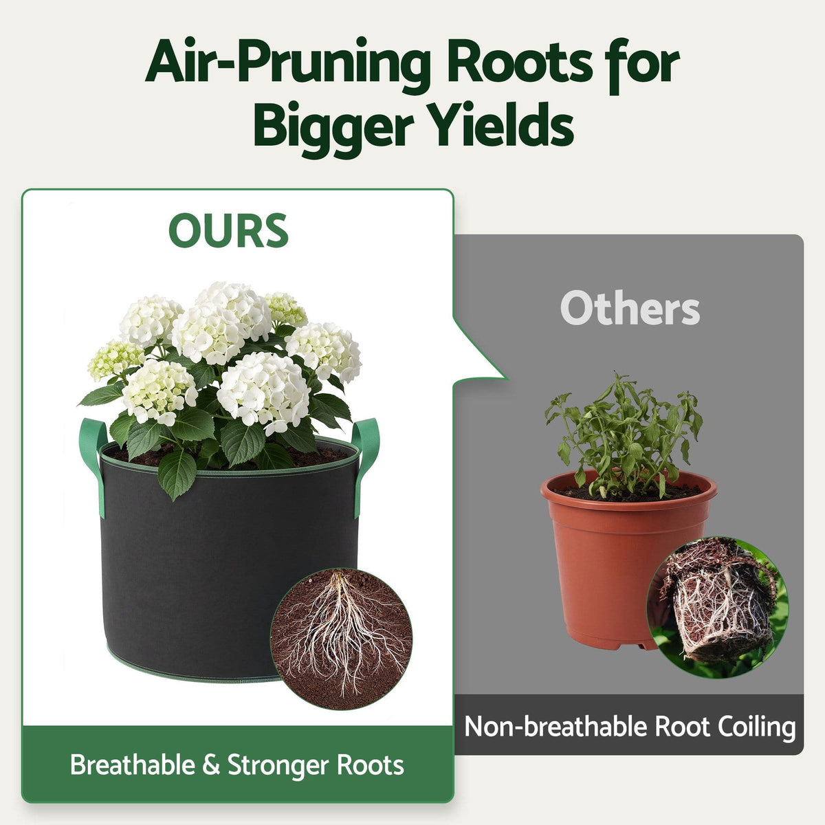 Alona.com.au Home & Garden > Garden Beds > Garden Beds & Planters Green Fingers 15 Gallon Grow Bags 300gsm thick Aeration Fabric Pots 10 Pack