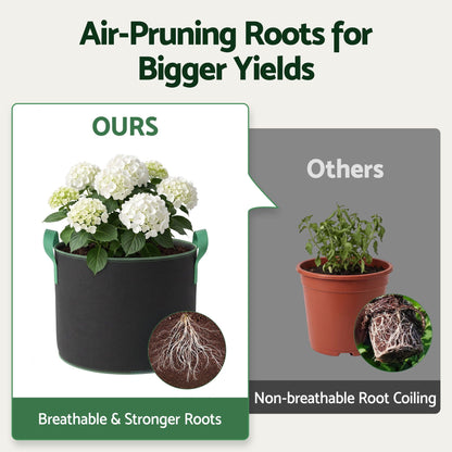 Alona.com.au Home & Garden > Garden Beds > Garden Beds & Planters Green Fingers 15 Gallon Grow Bags 300gsm thick Aeration Fabric Pots 10 Pack