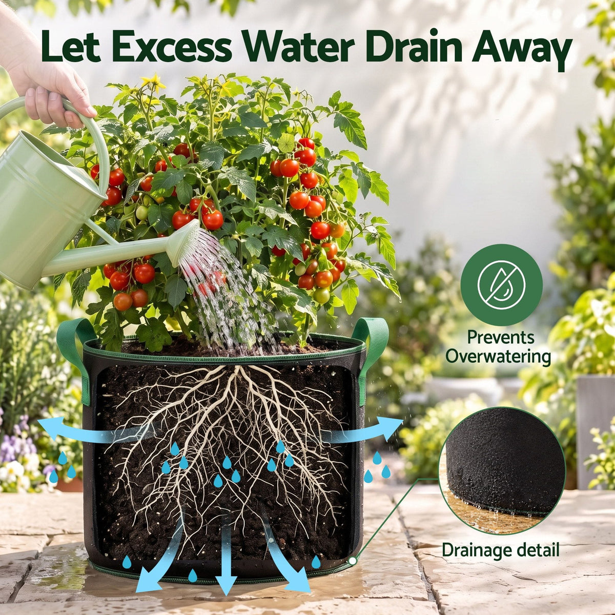 Alona.com.au Home & Garden > Garden Beds > Garden Beds & Planters Green Fingers 15 Gallon Grow Bags 300gsm thick Aeration Fabric Pots 10 Pack