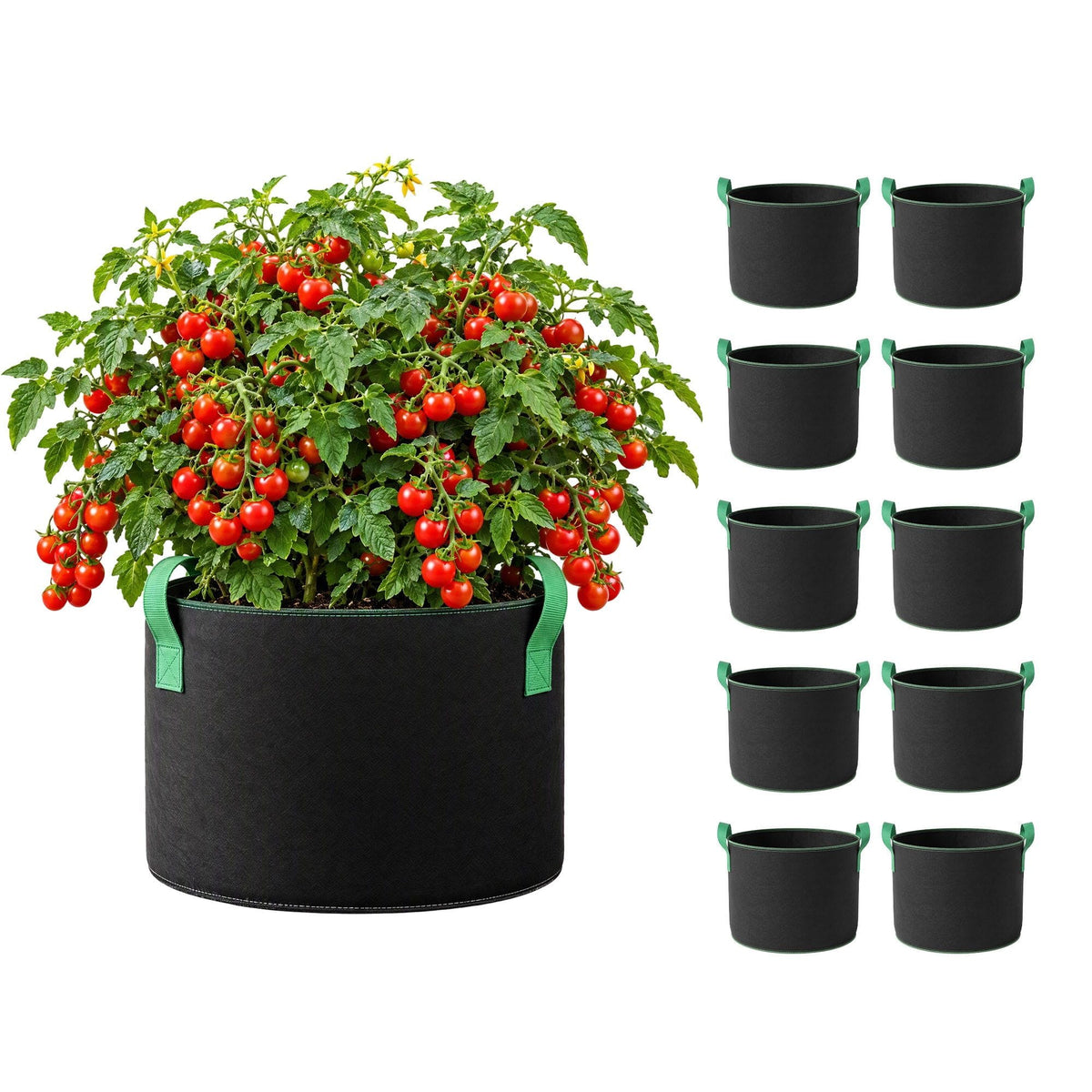 Alona.com.au Home & Garden > Garden Beds > Garden Beds & Planters Green Fingers 15 Gallon Grow Bags 300gsm thick Aeration Fabric Pots 10 Pack