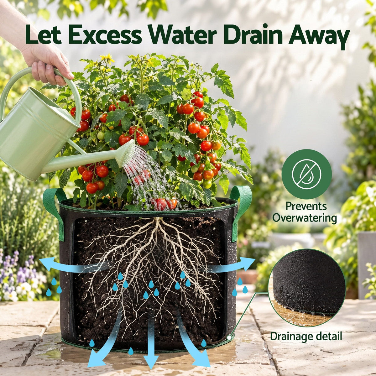Alona.com.au Home & Garden > Garden Beds > Garden Beds & Planters Green Fingers 20 Gallon Grow Bags 300gsm thick Aeration Fabric Pots 10 Pack