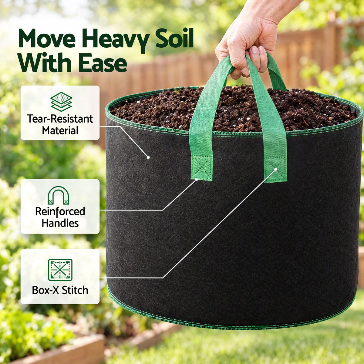 Alona.com.au Home & Garden > Garden Beds > Garden Beds & Planters Green Fingers 20 Gallon Grow Bags 300gsm thick Aeration Fabric Pots 10 Pack