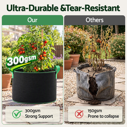 Alona.com.au Home & Garden > Garden Beds > Garden Beds & Planters Green Fingers 20 Gallon Grow Bags 300gsm thick Aeration Fabric Pots 10 Pack