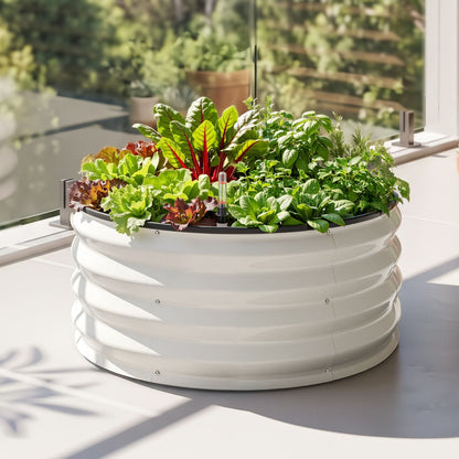 Alona.com.au Home & Garden > Garden Beds > Garden Beds & Planters Green Fingers Self Watering Round Garden Bed Galvanised for Balcony Deck 60x60x30cm