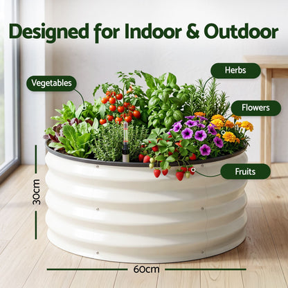 Alona.com.au Home & Garden > Garden Beds > Garden Beds & Planters Green Fingers Self Watering Round Garden Bed Galvanised for Balcony Deck 60x60x30cm