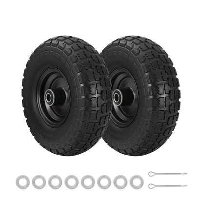 Gardeon 2pcs, 4.10/3.50-4 Tire And Wheel Flat Free, 26cm Solid Rubber Tires with 5/8 Axle Bore Hole And Double Sealed Bearings, Perfect for Wheelbarrow, Garden Cart, Wagon, Dolly