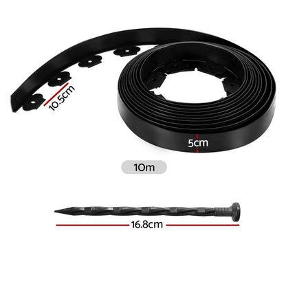 Green Fingers Garden Edging 5CM x 10M Border Support Landscape Edge Black X2