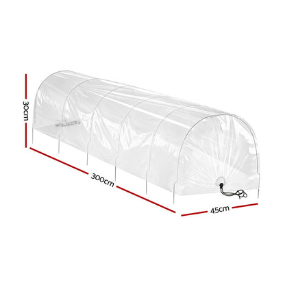 Green Fingers Mini Greenhouse 300x45x30cm Tunnel Clear PVC Steel Frame Portable