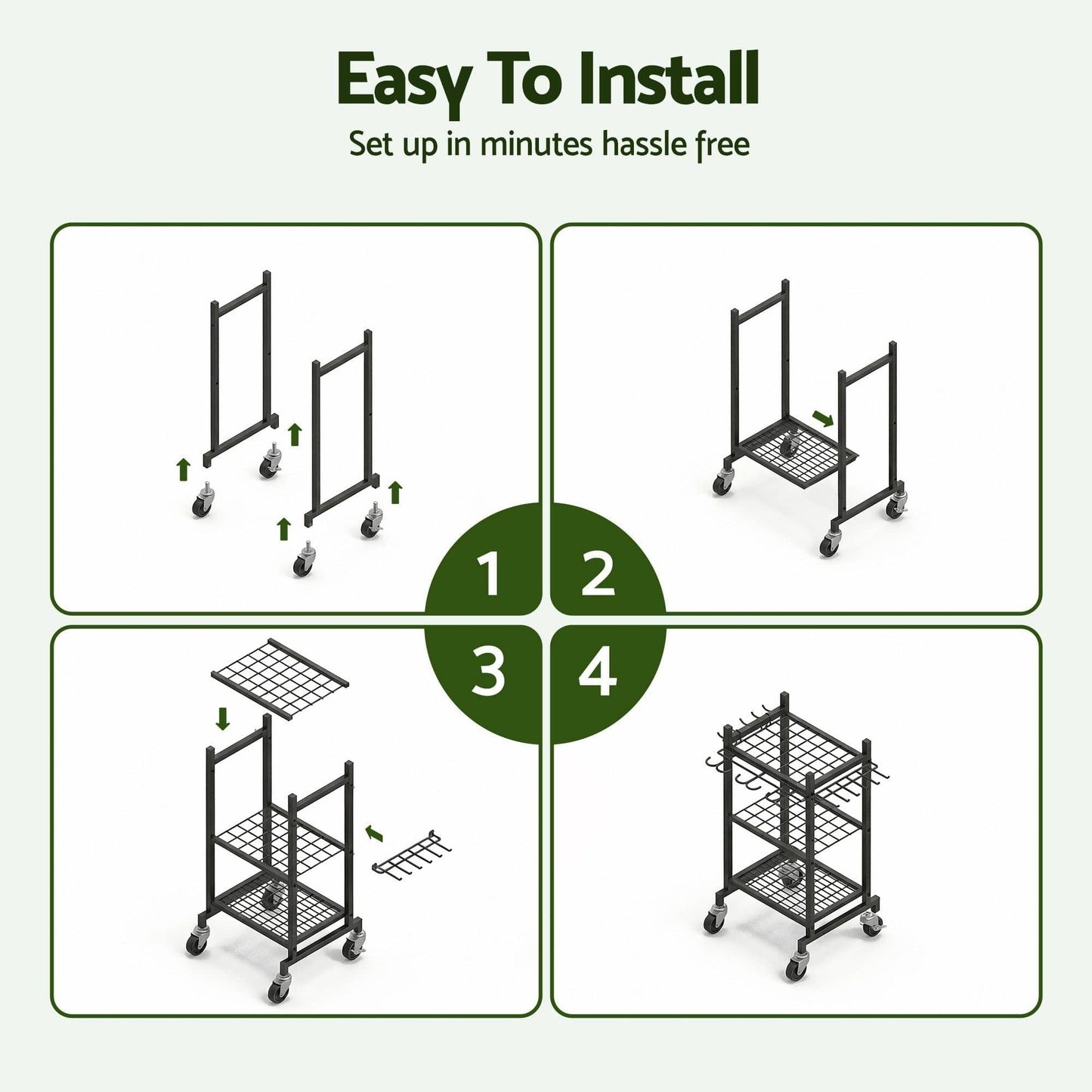 Gardeon Garden Tool Organizer with Wheels Heavy Duty Garage Yard Storage Cart