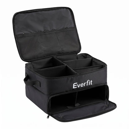 Everfit Golf Trunk Organizer for Car, 2-Tier Golf Storage Bag with Ventilated Shoe Compartment Black