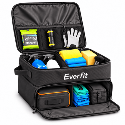 Everfit Sports & Fitness > Golf > Golf Accessories Everfit 2-Tier Car Boot Organiser Storage Bag Trunk Organiser with Ventilated Compartment Black