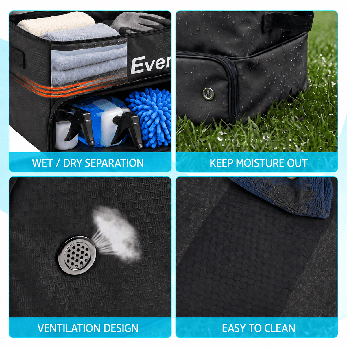 Everfit Sports & Fitness > Golf > Golf Accessories Everfit 2-Tier Car Boot Organiser Storage Bag Trunk Organiser with Ventilated Compartment Black