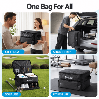 Everfit Sports & Fitness > Golf > Golf Accessories Everfit 2-Tier Car Boot Organiser Storage Bag Trunk Organiser with Ventilated Compartment Black