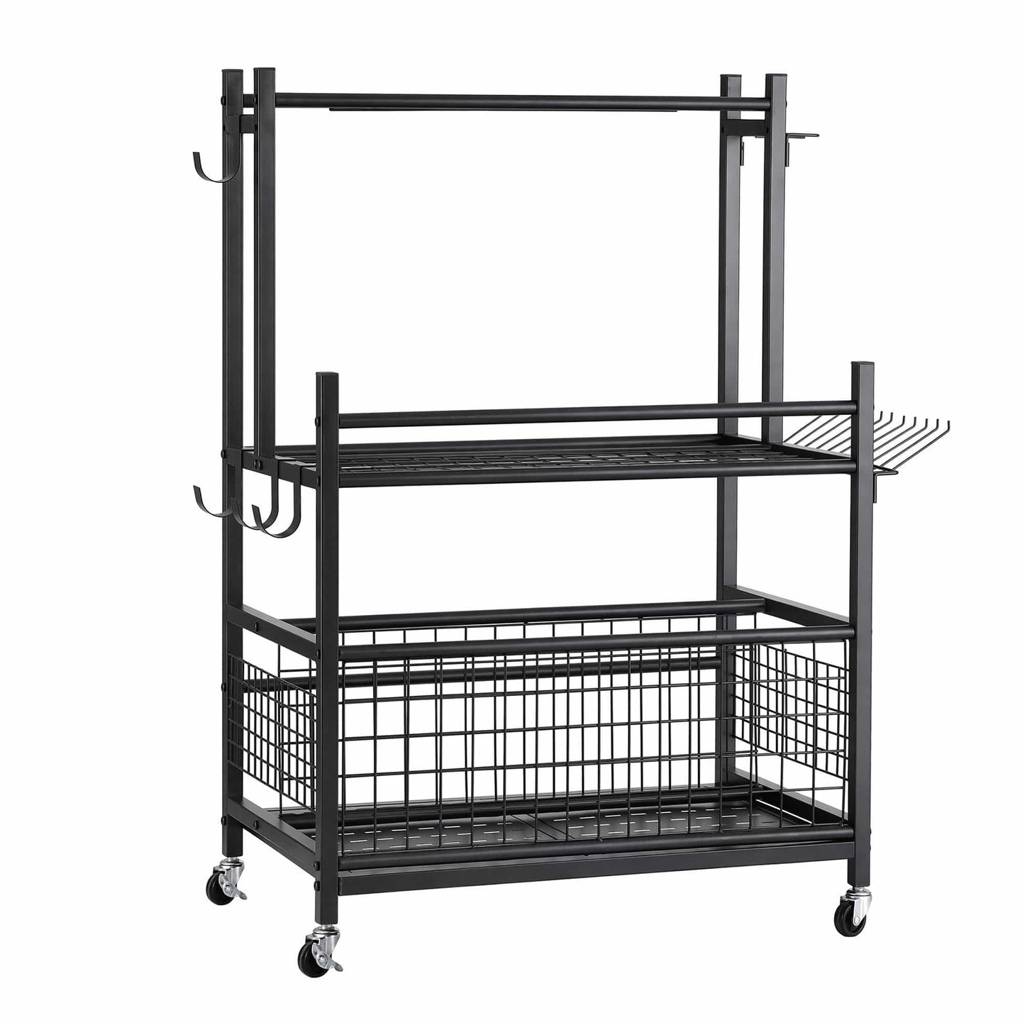 Gardeon Garden Tool Organizer Rack 16 Slots Rolling Garage Storage with Hooks
