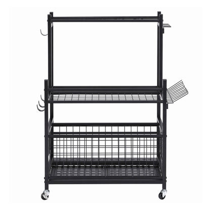 Gardeon Garden Tool Organizer Rack 16 Slots Rolling Garage Storage with Hooks
