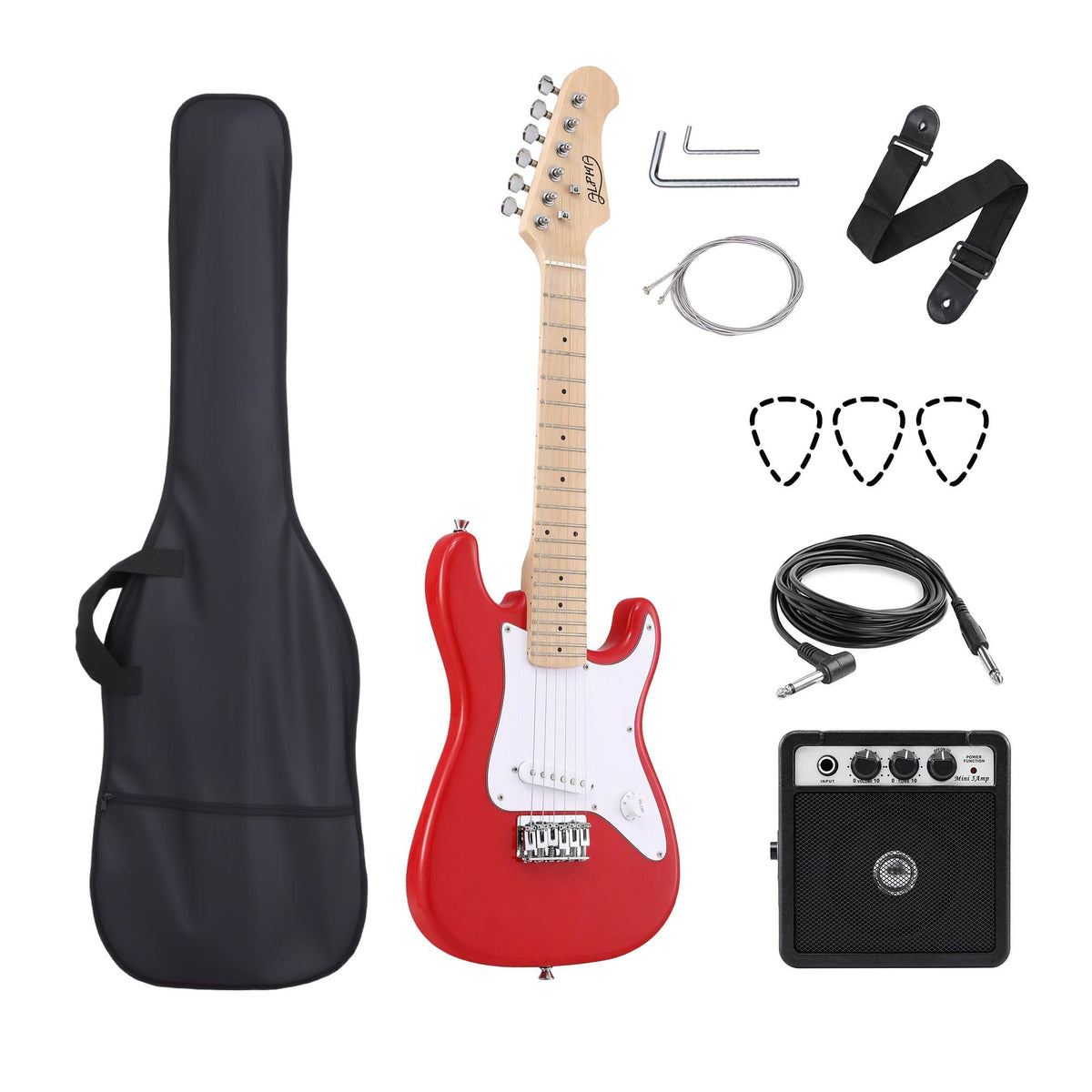 Alona.com.au Audio & Video > Musical Instrument & Accessories > Guitars Alpha 30 Inch Junior Electric Guitar Beginner Set with 3W Mini Amp Carry Bag and Accessories Red