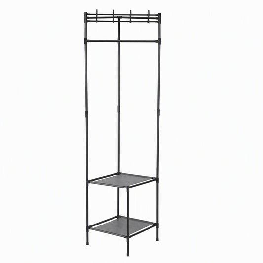 Alona.com.au Furniture > Living Room > Coat Racks Artiss Coat Rack 181cm Freestanding Corner Hall Tree Garment Organiser Storage Shelf 8 Hooks Black