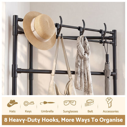 Alona.com.au Furniture > Living Room > Coat Racks Artiss Coat Rack 181cm Freestanding Corner Hall Tree Garment Organiser Storage Shelf 8 Hooks Black