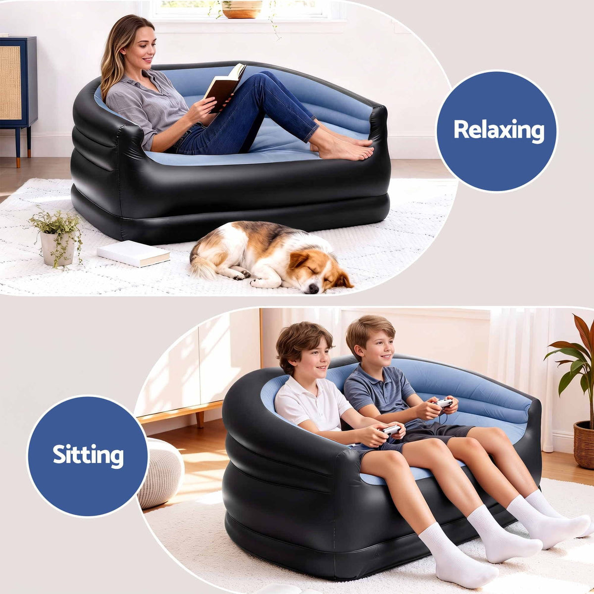 Alona.com.au Furniture > Sofas > Sofas & Sofa Beds Gardeon Outdoor Air Sofa Inflatable Couch Two-Seater Lounge Chair with Pump Blow Up Couches for Camping