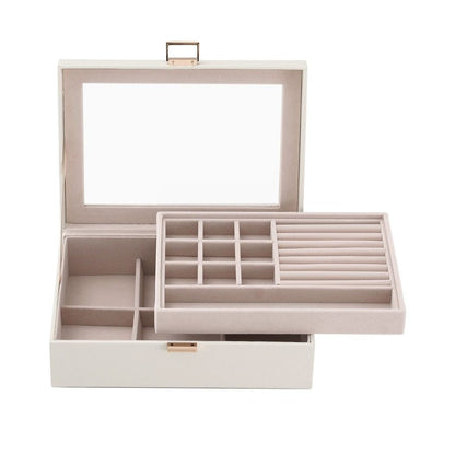 Embellir 2 Layer Jewellery Box Organiser with Clear Lid White