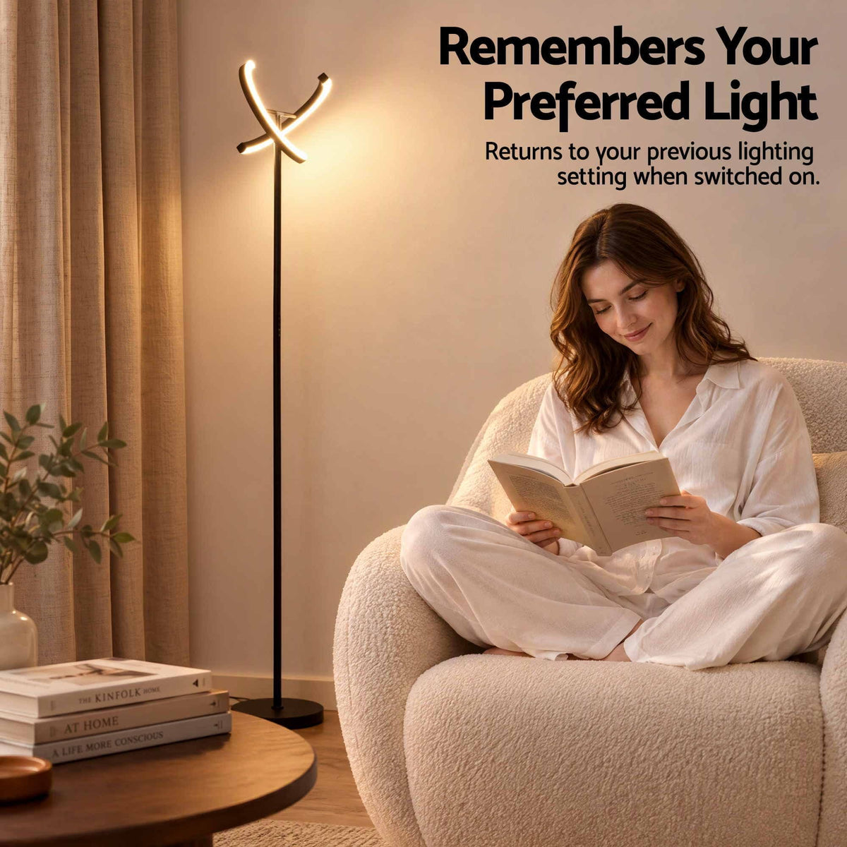 Alona.com.au Home & Garden > Lighting > Floor Lamps Artiss LED Floor Lamp with Dual Rotating Heads, Dimmable Light and Remote Control Black 20W