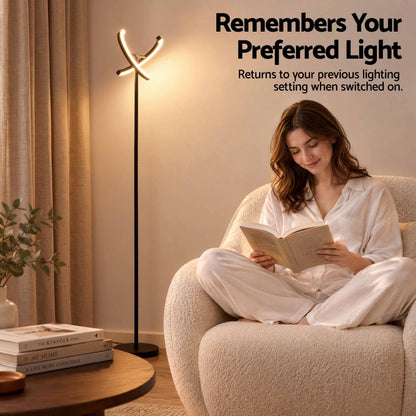 Alona.com.au Home & Garden > Lighting > Floor Lamps Artiss LED Floor Lamp with Dual Rotating Heads, Dimmable Light and Remote Control Black 20W