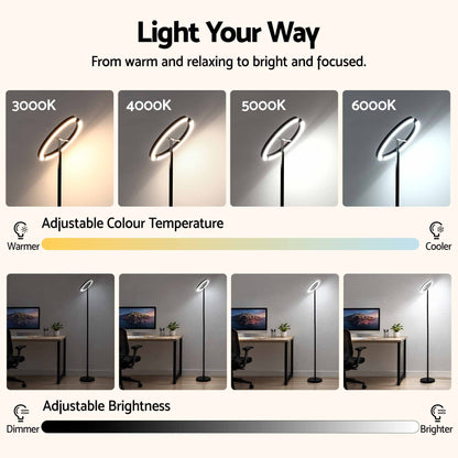 Alona.com.au Home & Garden > Lighting > Floor Lamps Artiss LED Floor Lamp with Dual Rotating Heads, Dimmable Light and Remote Control Black 20W