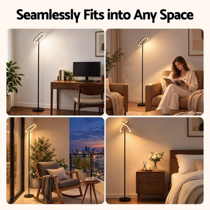 Alona.com.au Home & Garden > Lighting > Floor Lamps Artiss LED Floor Lamp with Dual Rotating Heads, Dimmable Light and Remote Control Black 20W