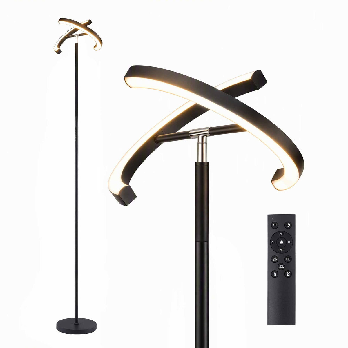 Alona.com.au Home & Garden > Lighting > Floor Lamps Artiss LED Floor Lamp with Dual Rotating Heads, Dimmable Light and Remote Control Black 20W