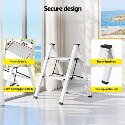 Alona.com.au Tools > Industrial Tools > Ladders & Scaffolding Giantz 2 Step Ladder Multi-Purpose Folding Aluminium Light Weight Platform