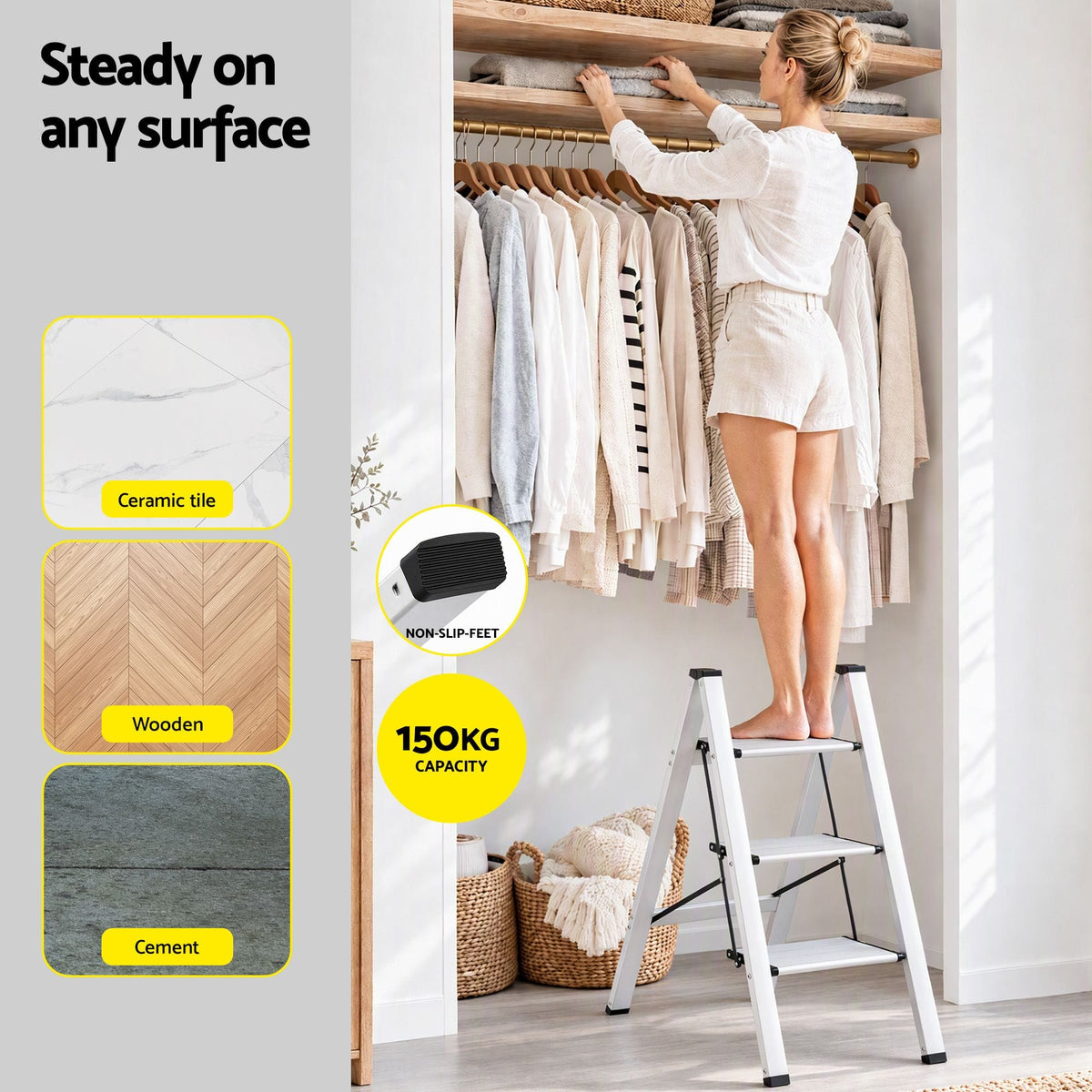 Alona.com.au Tools > Industrial Tools > Ladders & Scaffolding Giantz 3 Step Ladder Multi-Purpose Folding Aluminium Light Weight Platform