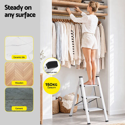 Alona.com.au Tools > Industrial Tools > Ladders & Scaffolding Giantz 3 Step Ladder Multi-Purpose Folding Aluminium Light Weight Platform