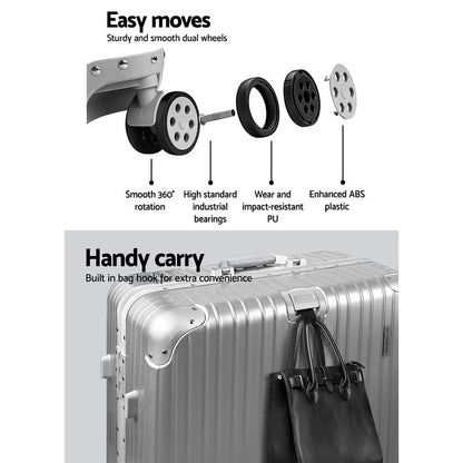Wanderlite 28 Inch Luggage with TSA Lock Stainless�Steel�Wrapped�Corners Hard Shell Travel Suitcase Luggage Case Silver