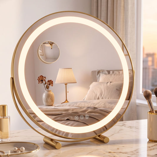 Alona.com.au Health & Beauty > Makeup > Makeup Mirrors Embellir 50cm Hollywood Makeup Mirror with Lights and 10X Magnifier Round Gold