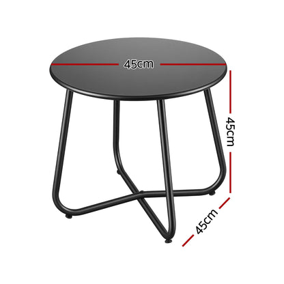 Gardeon Outdoor Side Table Steel Frame for Patio Balcony Garden Black