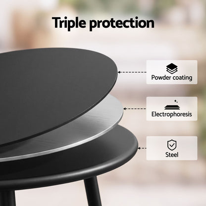 Gardeon Outdoor Side Table Steel Frame for Patio Balcony Garden Black