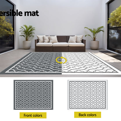 Gardeon Outdoor Rugs 274x366cm Large Carpet Reversible Area Mat PP Dual-Sided Patio Rug